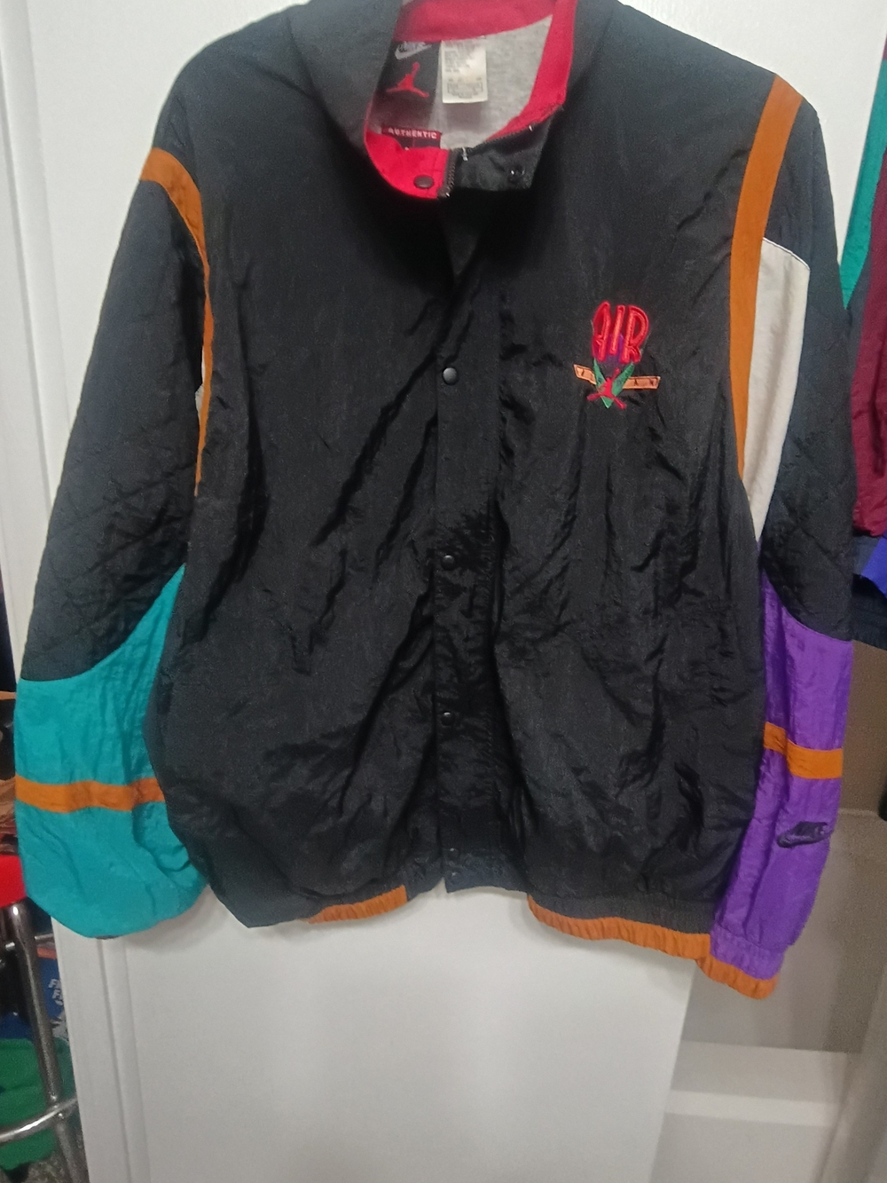 Jordan Vintage 'Air' Colorblock Windbreaker Jacket - Black Teal Purple Orange